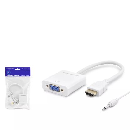 Hadron Hdmi To Vga F Çevirici 1080P + Audio Beyaz resmi