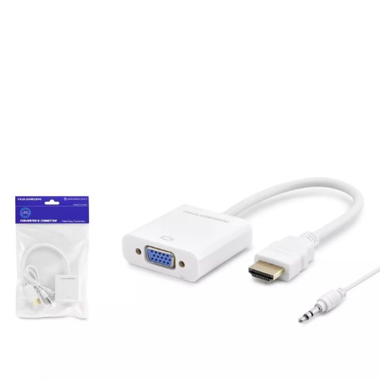 Hadron Hdmi To Vga F Çevirici 1080P + Audio Beyaz resmi