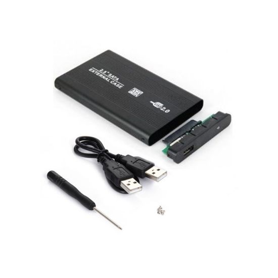 OEM 2,5 SATA HARDİSK KUTUSU USB 2.0 Aluminyum Siya resmi