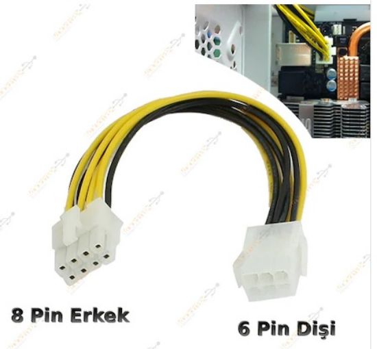 6 Pin Dişi - 8 Pin Erkek Anakart Power Çevirici resmi