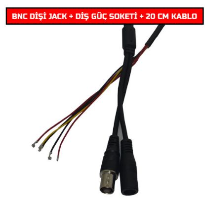 OEM BNC DİŞİ JACK + DİŞİ GÜÇ SOKETİ + 20 CM KABLO resmi