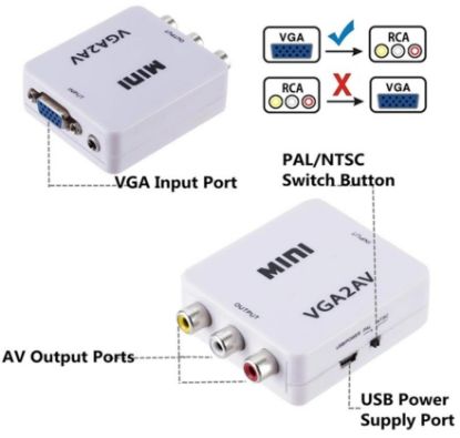 OEM Vga To Av 3Rca Video 1080p Çevirici Dönüştürüc resmi