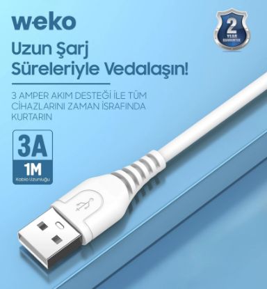 WEKO USB TO TYPE-C ÖRGÜLÜ KIRMIZI 1 MT ŞARJ KABLOS resmi