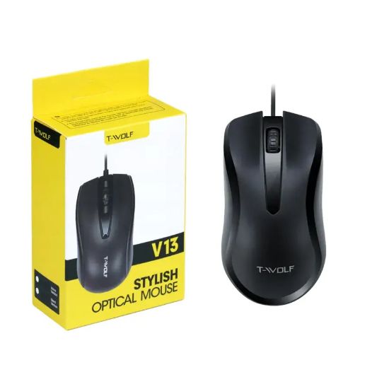 T-Wolf V13 Kablolu Optik Mouse (Siyah) resmi