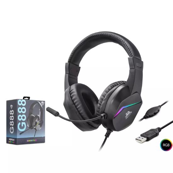 MOFAN G888 Gaming Kulaklık USB RGB - Siyah resmi