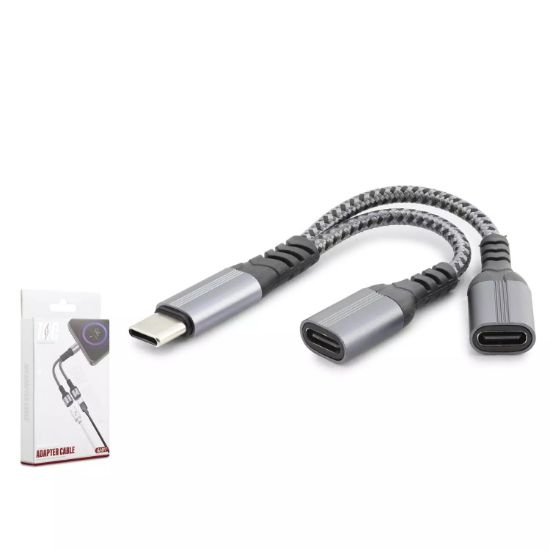 Hadron Type-C To 2*Type-C F Kablo Car Şarj Siyah resmi